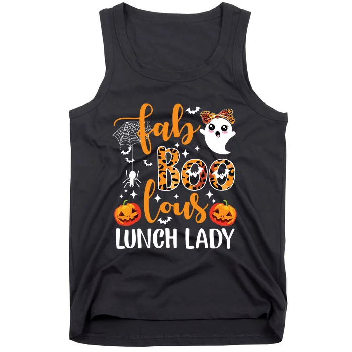 Leopard Fab Boo Lous Lunch Lady Team Teacher Halloween Tank Top