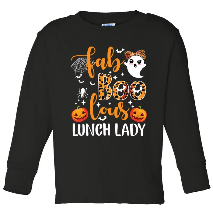 Leopard Fab Boo Lous Lunch Lady Team Teacher Halloween Toddler Long Sleeve Shirt