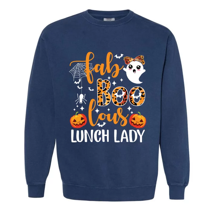 Leopard Fab Boo Lous Lunch Lady Team Teacher Halloween Garment-Dyed Sweatshirt