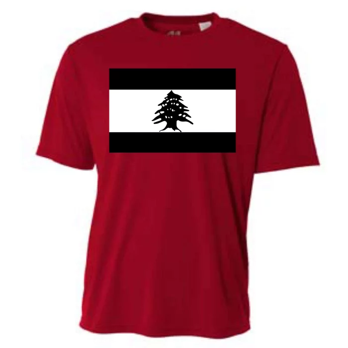 Lebanon Flag Black And White Cooling Performance Crew T-Shirt