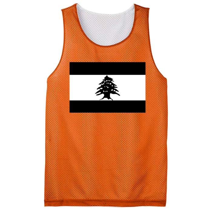 Lebanon Flag Black And White Mesh Reversible Basketball Jersey Tank