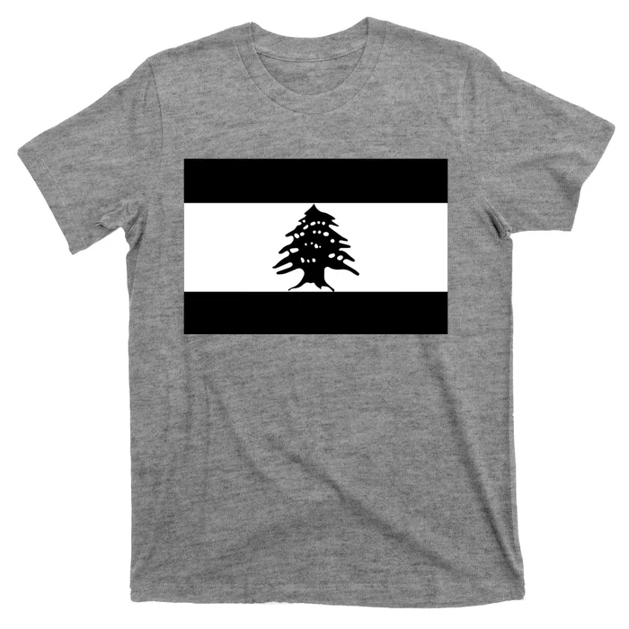 Lebanon Flag Black And White T-Shirt