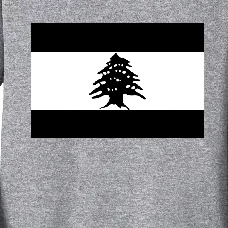 Lebanon Flag Black And White Kids Long Sleeve Shirt