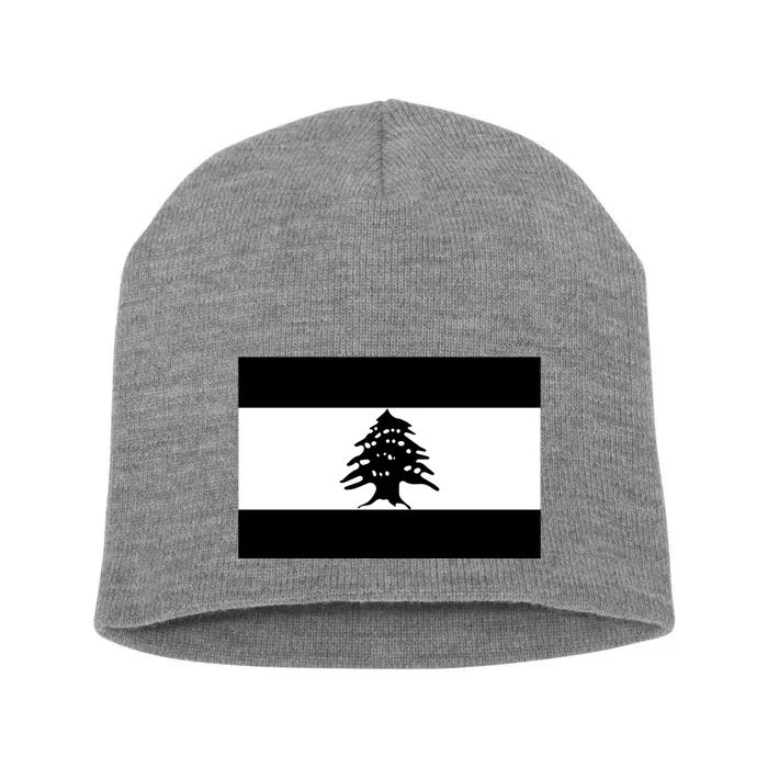 Lebanon Flag Black And White Short Acrylic Beanie