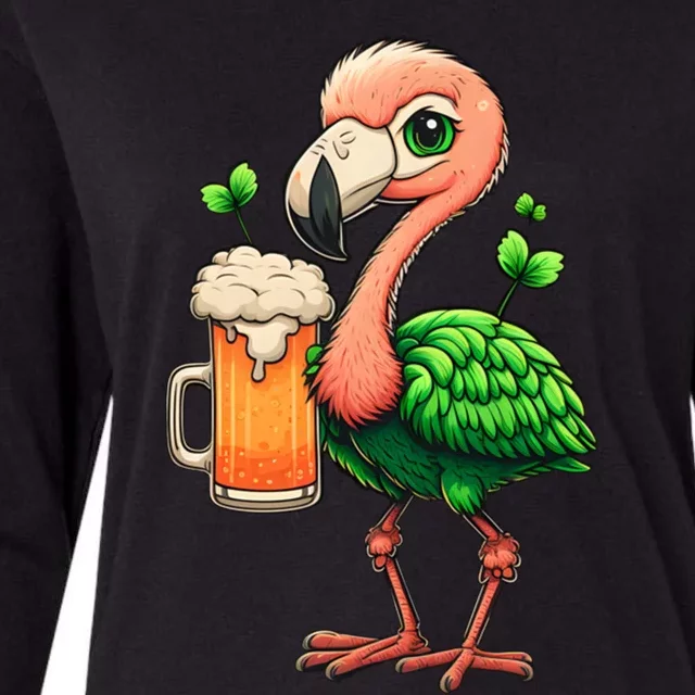 Leprechaun Flamingo Beer Design Irish Flamingo St Patricks Meaningful Gift Womens Cotton Relaxed Long Sleeve T-Shirt