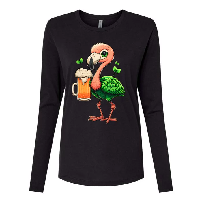 Leprechaun Flamingo Beer Design Irish Flamingo St Patricks Meaningful Gift Womens Cotton Relaxed Long Sleeve T-Shirt