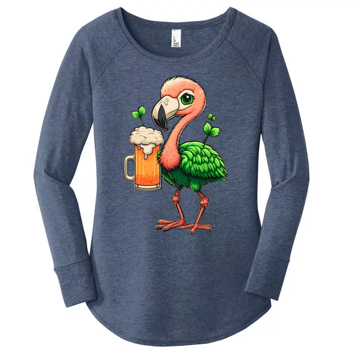 Leprechaun Flamingo Beer Design Irish Flamingo St Patricks Meaningful Gift Women's Perfect Tri Tunic Long Sleeve Shirt