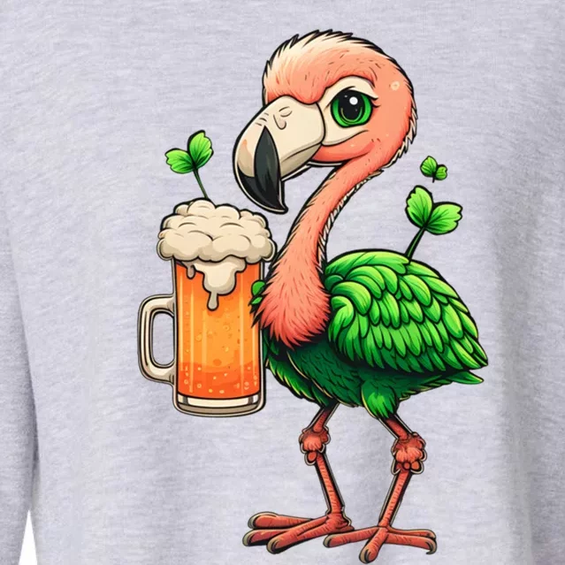 Leprechaun Flamingo Beer Design Irish Flamingo St Patricks Meaningful Gift Cropped Pullover Crew