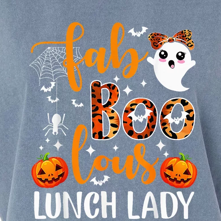 Leopard Fab Boo Lous Lunch Lady Team Teacher Halloween Garment-Dyed Women's Muscle Tee