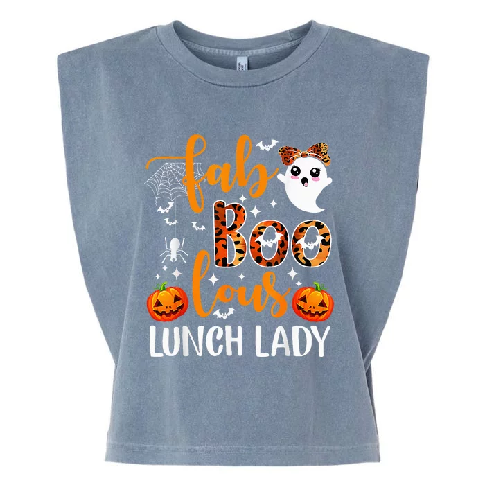 Leopard Fab Boo Lous Lunch Lady Team Teacher Halloween Garment-Dyed Women's Muscle Tee