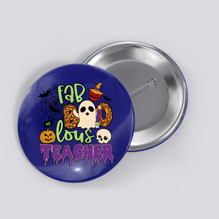 Leopard Fab Boo Lous Lunch Lady Team Teacher Halloween Gift Button