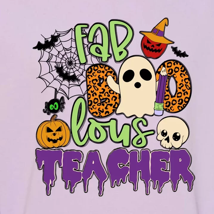 Leopard Fab Boo Lous Lunch Lady Team Teacher Halloween Gift Garment-Dyed Sweatshirt