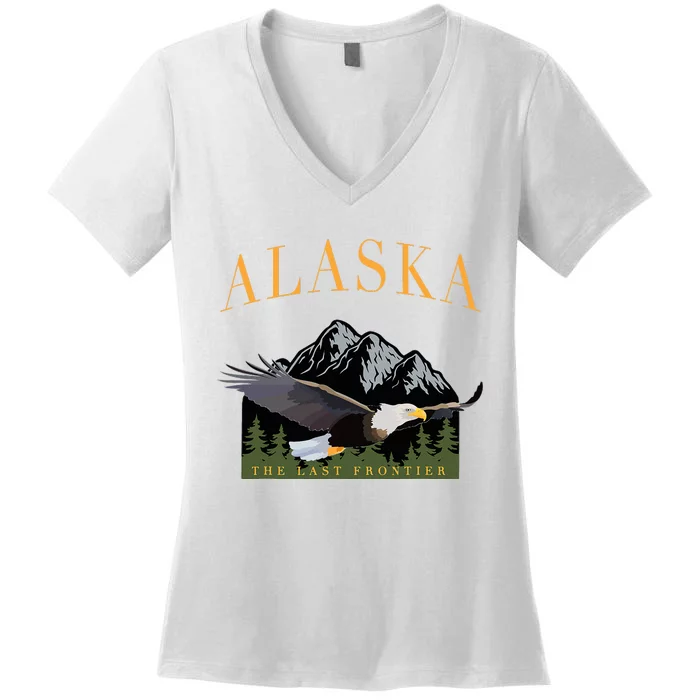 Last Frontier Bald Eagle Alaska Women's V-Neck T-Shirt