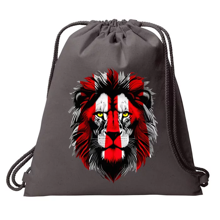 Lion face Bilbao football fan red and white Drawstring Bag