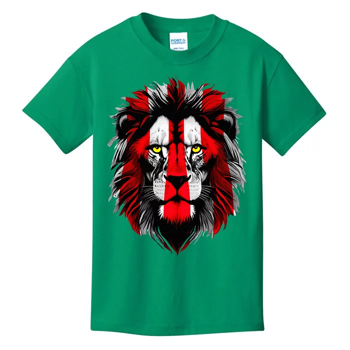 Lion face Bilbao football fan red and white Kids T-Shirt