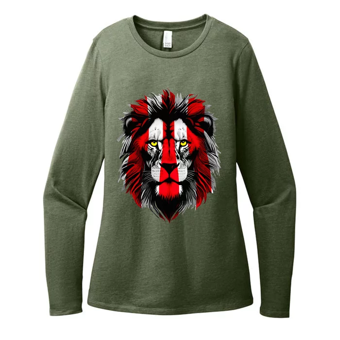 Lion face Bilbao football fan red and white Womens CVC Long Sleeve Shirt