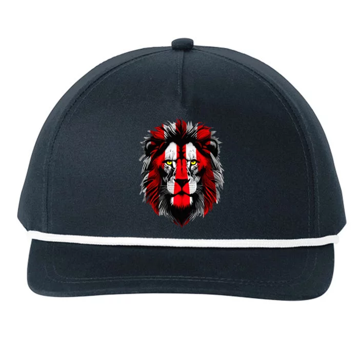 Lion face Bilbao football fan red and white Snapback Five-Panel Rope Hat