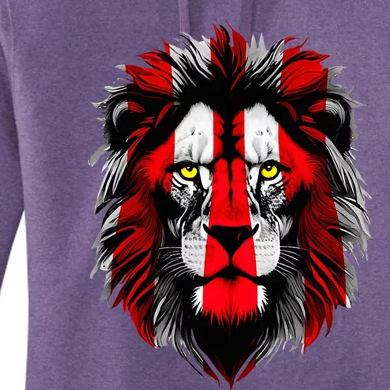 Lion face Bilbao football fan red and white Women's Pullover Hoodie