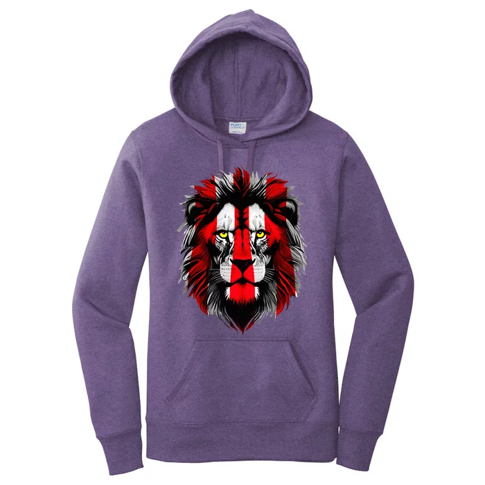 Lion face Bilbao football fan red and white Women's Pullover Hoodie