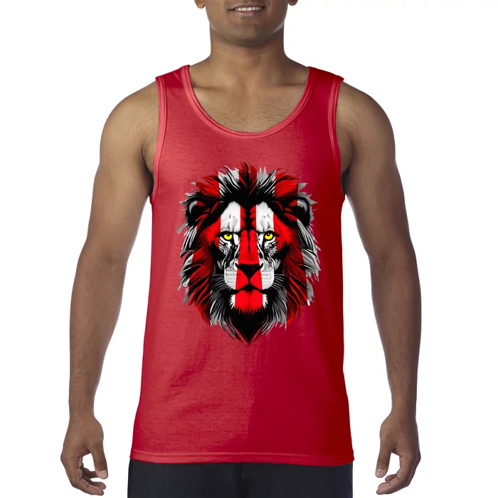 Lion face Bilbao football fan red and white Tank Top