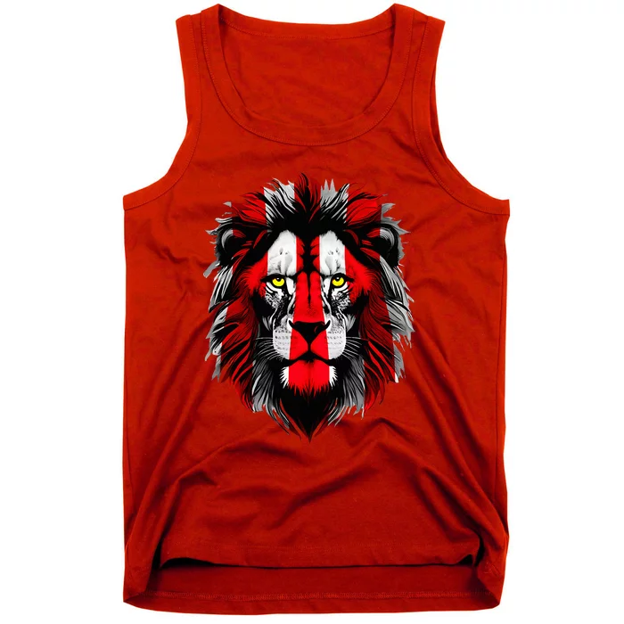 Lion face Bilbao football fan red and white Tank Top