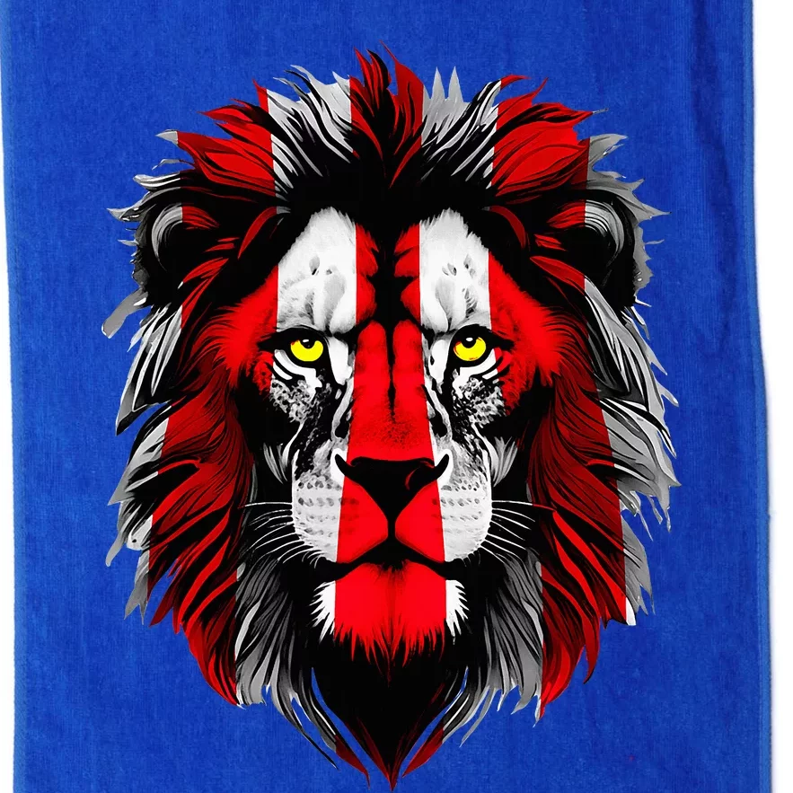 Lion face Bilbao football fan red and white Platinum Collection Golf Towel