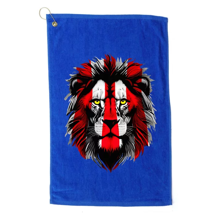 Lion face Bilbao football fan red and white Platinum Collection Golf Towel