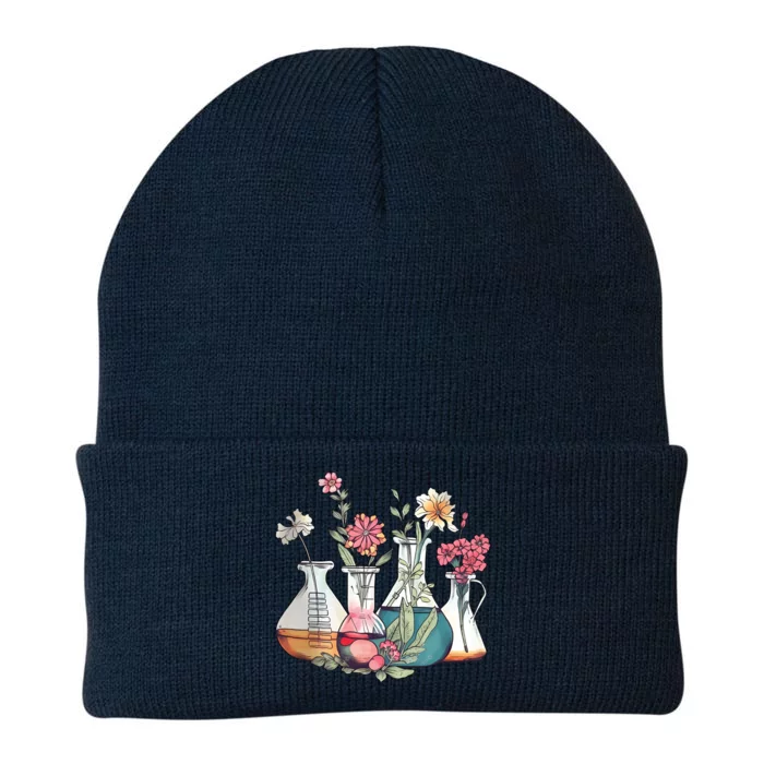 Laboratory Floral Beakers Chemistry Lab Scientist Knit Cap Winter Beanie