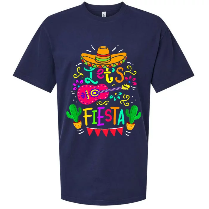 LetS Fiesta Cinco De Mayo Mexican Party Guitar Lover Sueded Cloud Jersey T-Shirt