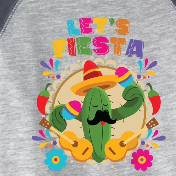 Lets Fiesta Cinco De Mayo With Guitar Cactus Sombrero Maraca Toddler Fine Jersey T-Shirt