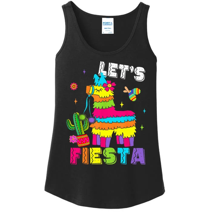 Lets Fiesta Cinco De Mayo Mexican Party Mexico Donkey Pinata Ladies Essential Tank