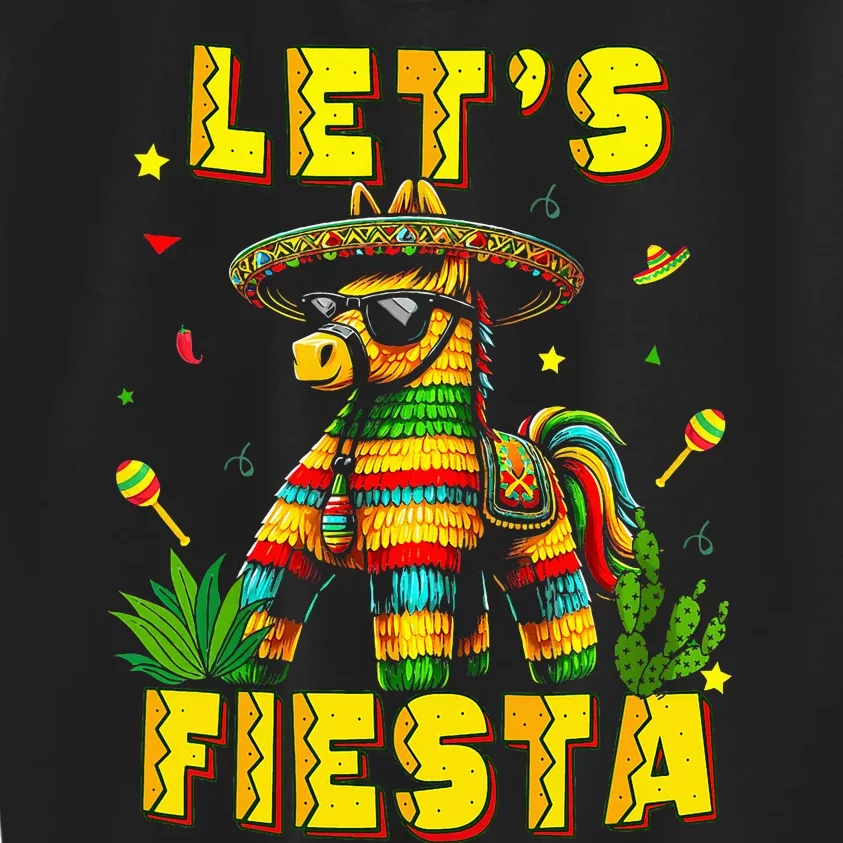 Lets Fiesta Cinco De Mayo Mexican Party Mexico Donkey Pinata Kids Sweatshirt