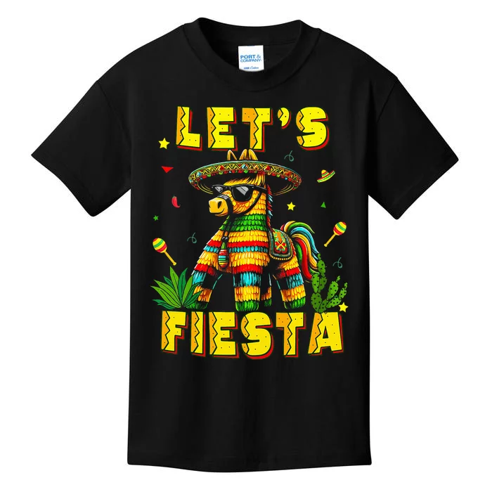 Lets Fiesta Cinco De Mayo Mexican Party Mexico Donkey Pinata Kids T-Shirt