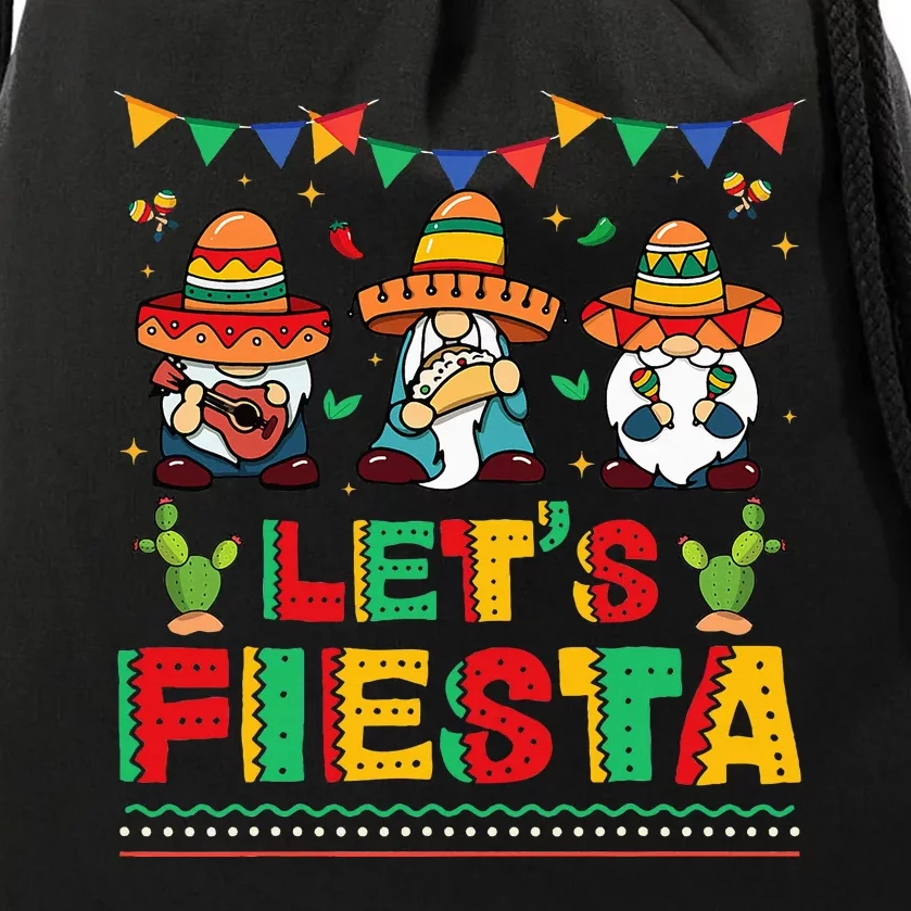 Lets Fiesta Cinco De Mayo Mexican Trio Gnomes Drawstring Bag