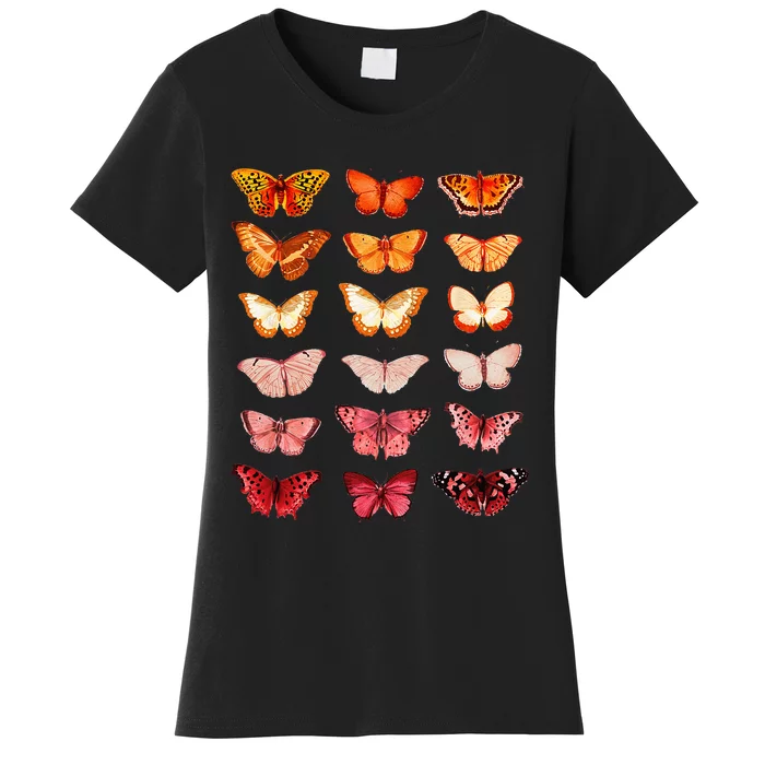 Lesbian Flag Color Butterfly Subtle Sapphic Pride Aesthetic Women's T-Shirt