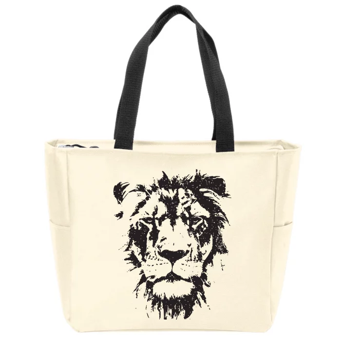 Lion Face Cool Zoo Animals Zoo Keeper Zip Tote Bag