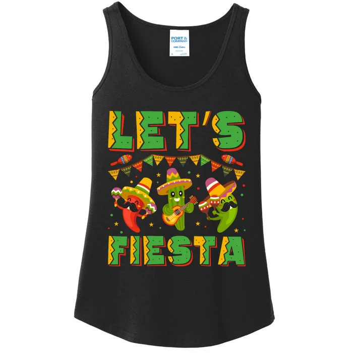 LetS Fiesta Cinco De Mayo Celebration Graphic Ladies Essential Tank