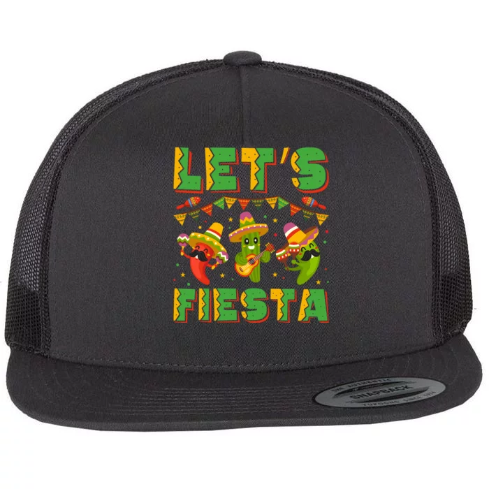 LetS Fiesta Cinco De Mayo Celebration Graphic Flat Bill Trucker Hat