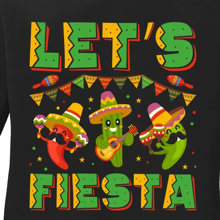 LetS Fiesta Cinco De Mayo Celebration Graphic Ladies Long Sleeve Shirt