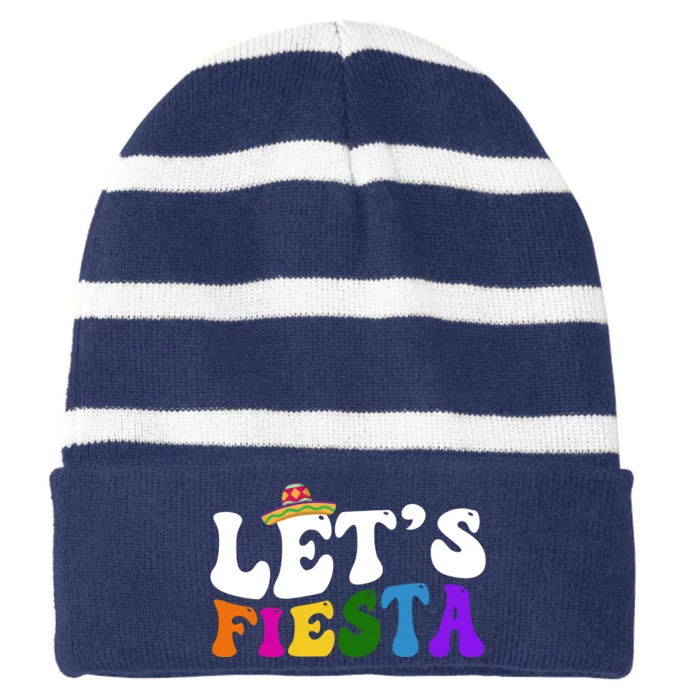 Lets Fiesta Cinco De Mayo Striped Beanie with Solid Band