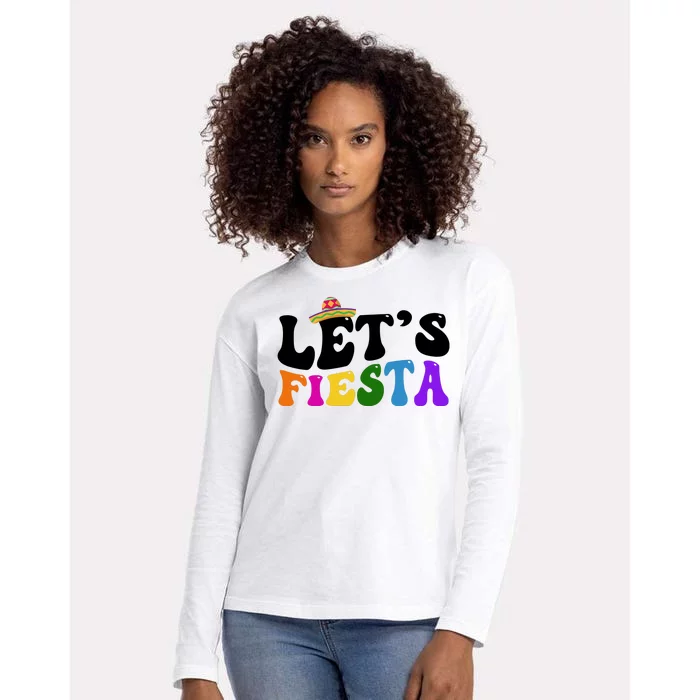 Lets Fiesta Cinco De Mayo Womens Cotton Relaxed Long Sleeve T-Shirt