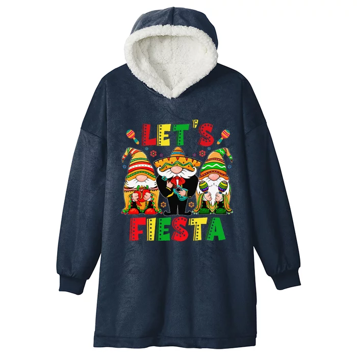 Let's Fiesta Cinco De Mayo Latin Gnomes Mexican Party Poncho Hooded Wearable Blanket