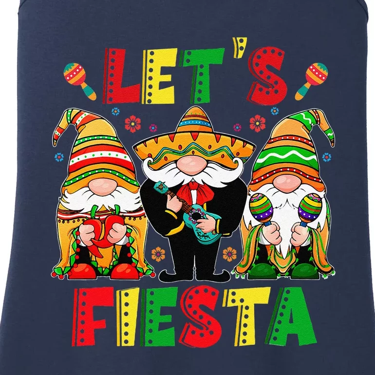 Let's Fiesta Cinco De Mayo Latin Gnomes Mexican Party Poncho Ladies Essential Tank