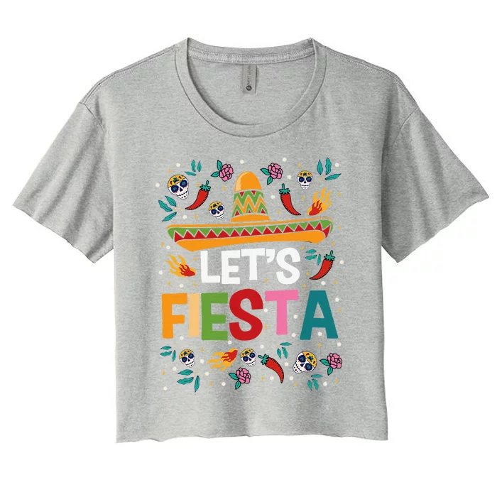 Let's Fiesta Cinco De Mayo Mexican Theme Party Guitar Lover Women's Crop Top Tee