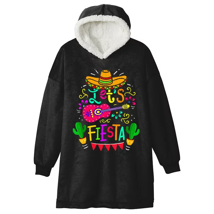 LetS Fiesta Cinco De Mayo Mexican Party Guitar Lover Hooded Wearable Blanket