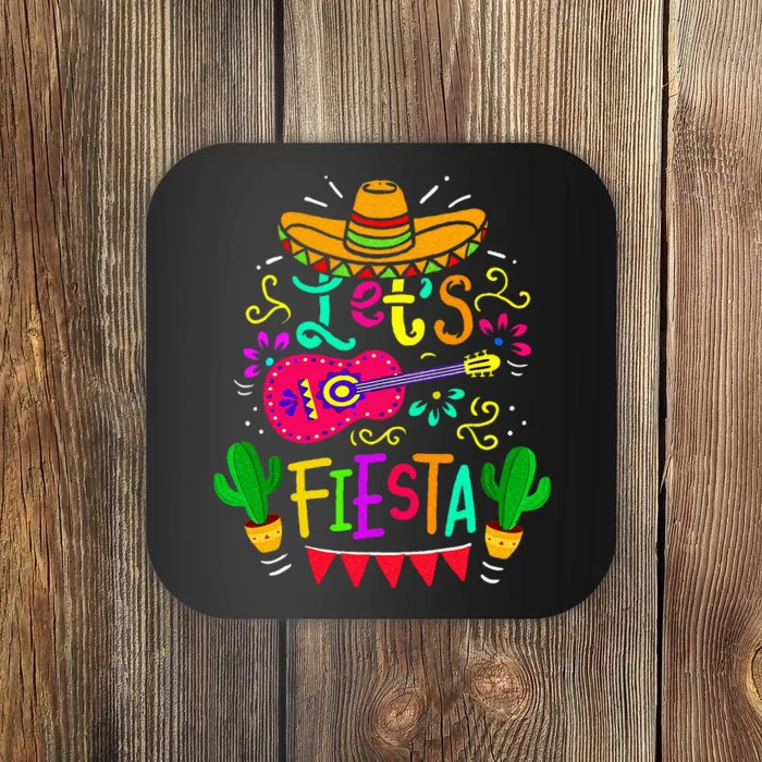 LetS Fiesta Cinco De Mayo Mexican Party Guitar Lover Coaster