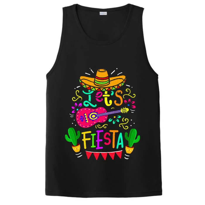 LetS Fiesta Cinco De Mayo Mexican Party Guitar Lover Performance Tank