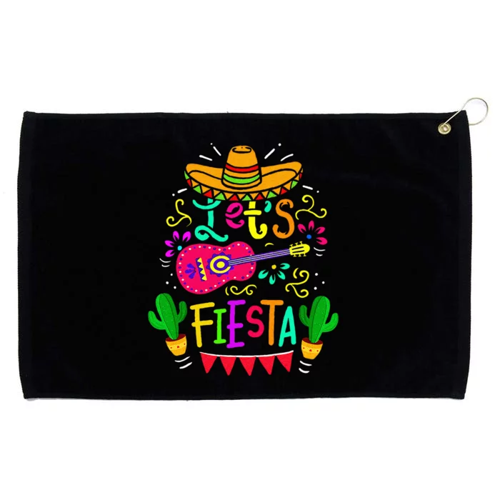 LetS Fiesta Cinco De Mayo Mexican Party Guitar Lover Grommeted Golf Towel