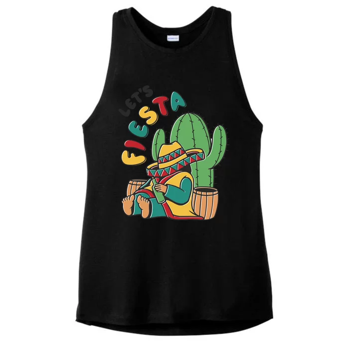 Let's Fiesta Cinco De Mayo Ladies Tri-Blend Wicking Tank