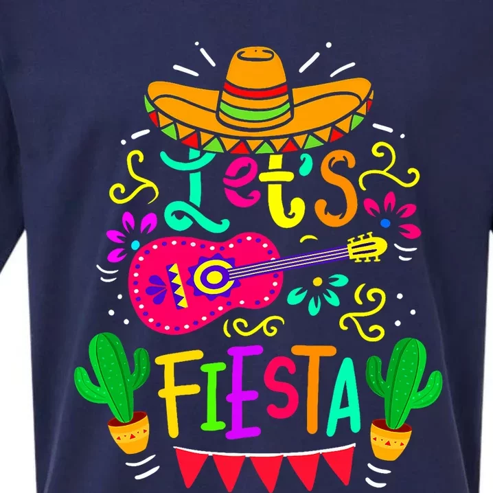 LetS Fiesta Cinco De Mayo Mexican Party Guitar Lover Sueded Cloud Jersey T-Shirt